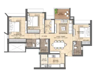 3 BHK Unit Plan of Arkade Vistas, Goregaon East