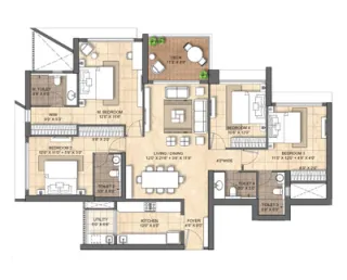 4 BHK Unit Plan of Arkade Vistas, Goregaon East